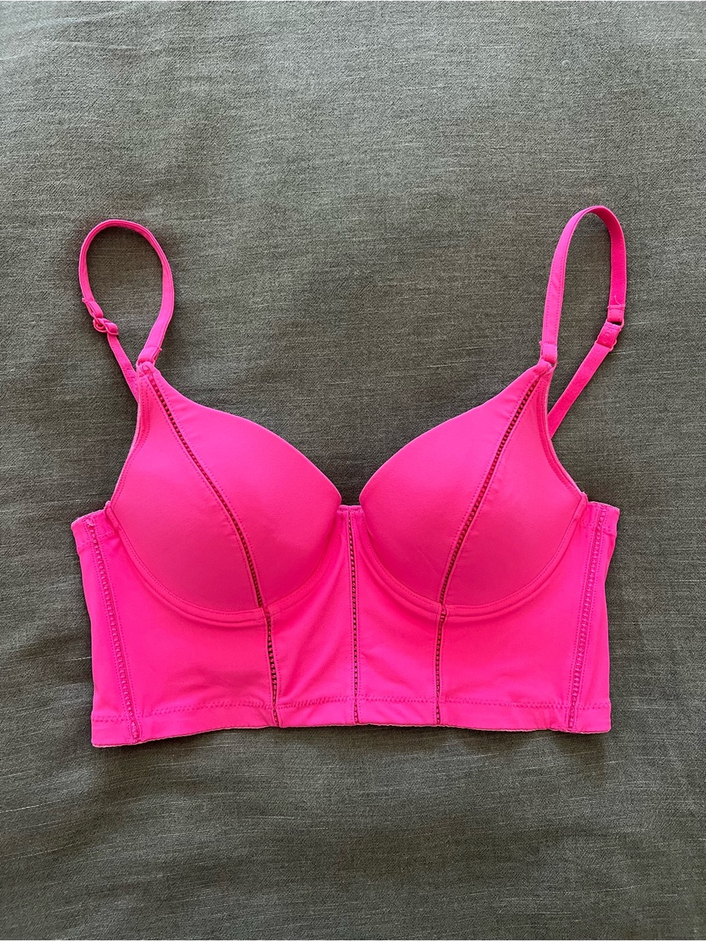 Kookai Vibrant Pink Longline adjustable Padded Bra top